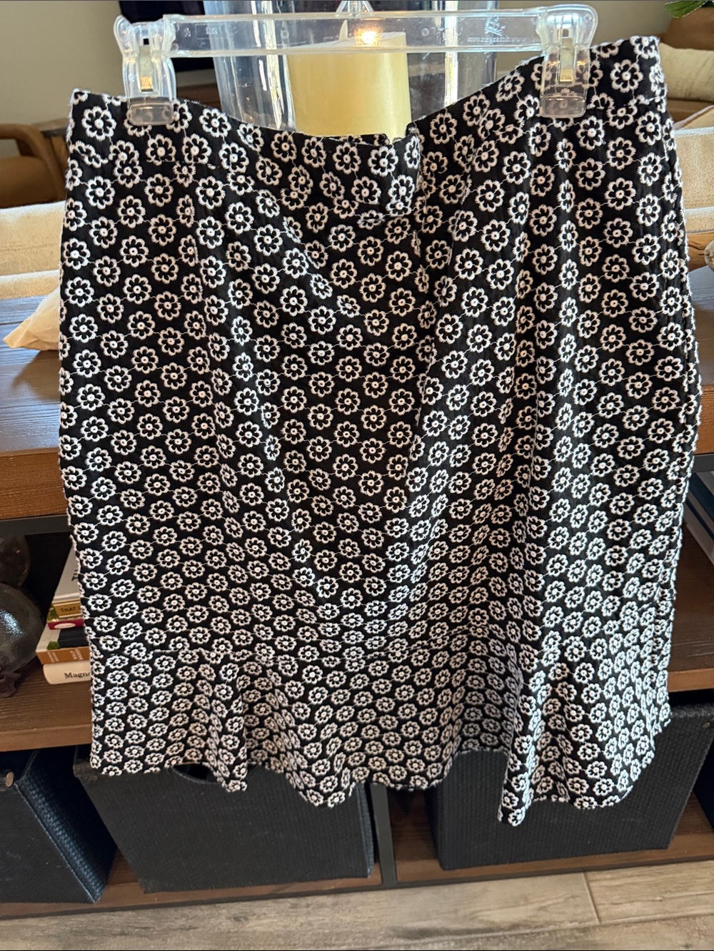 NWT Ann Taylor Black and White Floral A-Line Skirt